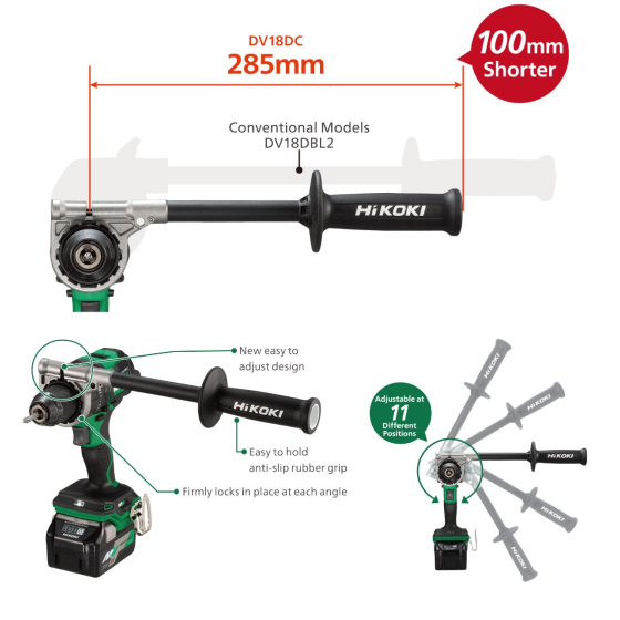 Hikoki DV18DCW2Z Perceuse, Visseuses à percussion 18V 140Nm Brushless avec coffret de transport HSC