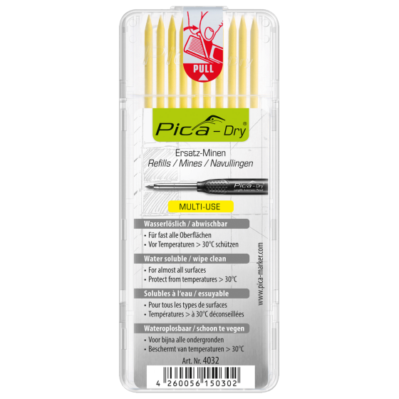 Pica DRY mines de rechange graphite Jaune Multi-usage 4032