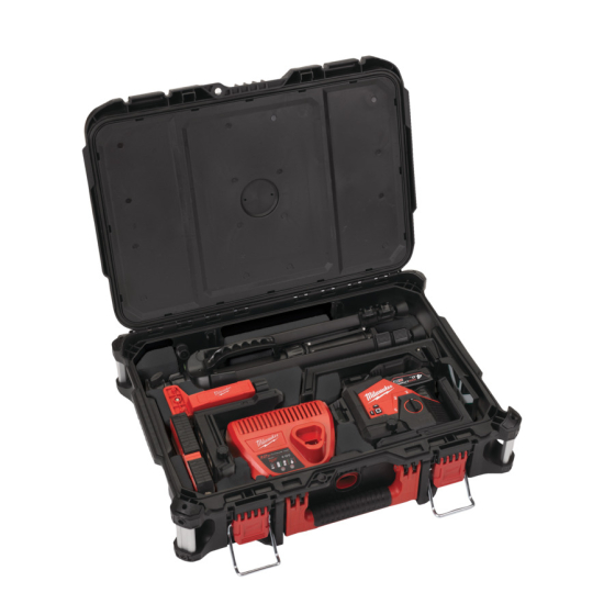 Milwaukee M12 3PLKIT-401P Laser Vert 3 Lignes 360° 1x4.0Ah + Trépied + Cellule + Coffret Packout (4933478960)