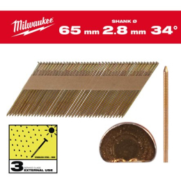 Milwaukee Pointes 65mm ø2.8mm annelés galvanisé à chaud en bande x2200 pcs (4932492614)