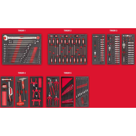 Milwaukee Servante d'atelier équipée mobile 78cm à 7 tiroirs SRC30-1 avec 206 Outils (4932498185)