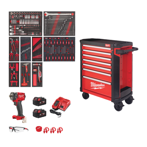 Milwaukee Servante d'atelier équipée mobile 78cm à 7 tiroirs SRC30-1 avec 245 Outils (4932493817)