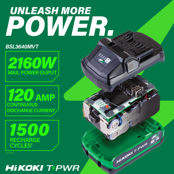 HiKOKI BSL3640MVT Batterie 36V 8.0Ah à glissière Li-ion Multi-Volt T-PWR HiKOKI BSL3640MVT Batterie 36V 8.0Ah à glissière Li-ion Multi-Volt T-PWR