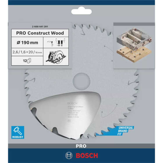 Lame de scie circulaire ø190x30x2.6mm 12 Dts pour le bois (2608640633)