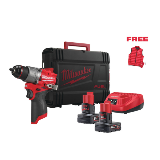 Milwaukee M12 FPD2MC-602X LOT MONACO Perceuse, Visseuse à percussion FUEL 12V 2x6.0Ah (4933499463)