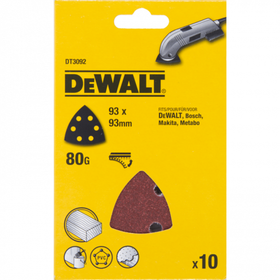 Dewalt 10 Feuilles Abrasives Delta 94x90mm 6 trous