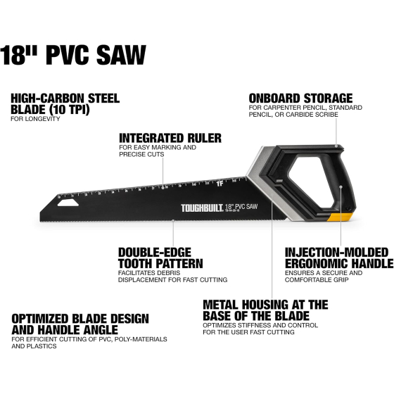 Toughbuilt Scie pour le PVC 450mm TB-H4-26-18
