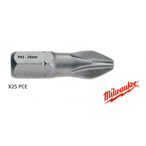 X25 embouts PH1 - 25mm MILWAUKEE