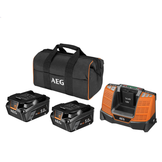 AEG SETLL1850SHD Set de 2 batteries 18V 5.0Ah HD avec chargeur rapide BL1418 (4935478945)