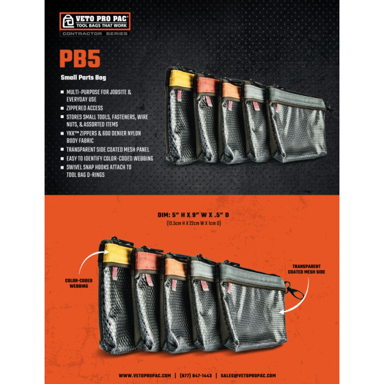 Veto Pro Pac PB5 Pochette à outils pour petites pièces (AX3548)