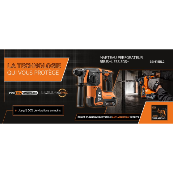 AEG BBH18BL2-602MB Perforateur SDS+ sans fil 18V 2x6Ah (4935500110) AEG BBH18BL2-602MB Perforateur SDS+ sans fil 18V 2x6Ah (4935500110)