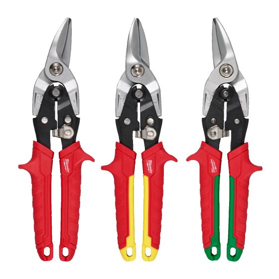Milwaukee Set de 3 cisailles d'aviation pour coupe à gauche, à droite et droite (4932478620)