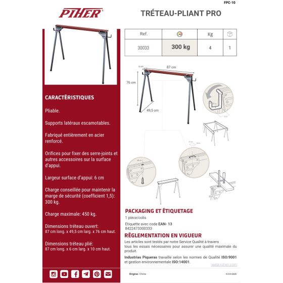 Piher Tréteau-pliant professionele (30033) Piher Tréteau-pliant professionele (30033)