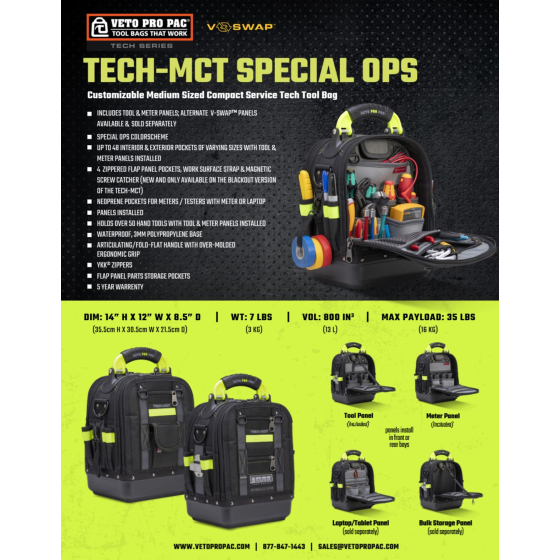 Veto Pro Pac Sac à outils ouvert compact Veto Tech MCT Special Ops (AX3701) Veto Pro Pac Sac à outils ouvert compact Veto Tech MCT Special Ops (AX3701)