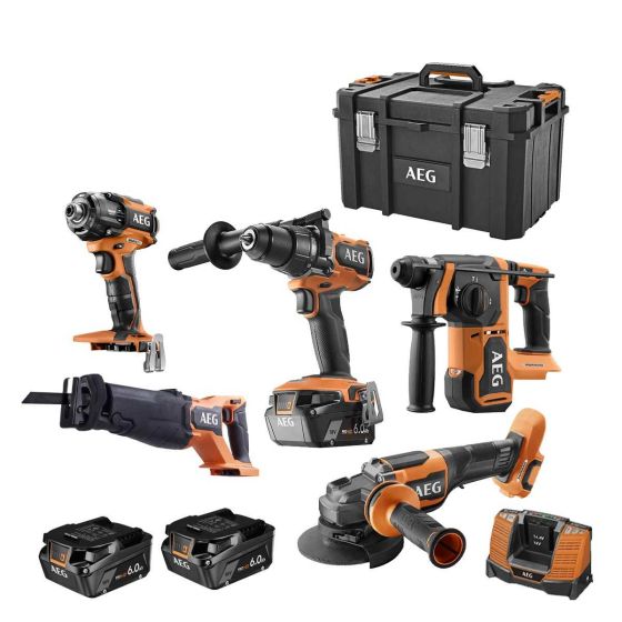AEG Pack 5 outils Brushless sans fil 18V 3x6Ah Quickstack (ARTISAN 1)