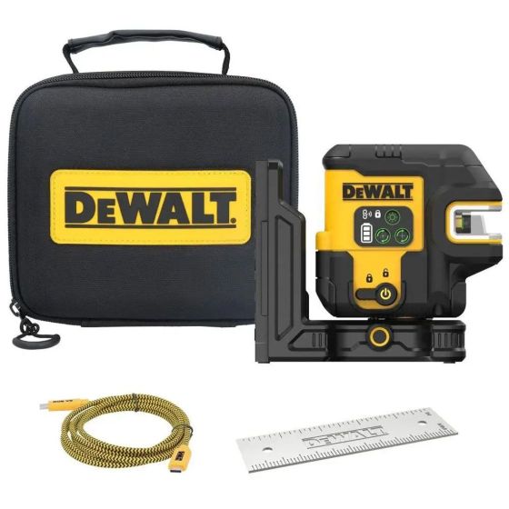 DeWalt DCLE14251GB-XJ Niveau laser croix + 5 points 3x180° verts USB-C DeWalt DCLE14251GB-XJ Niveau laser croix + 5 points 3x180° verts USB-C