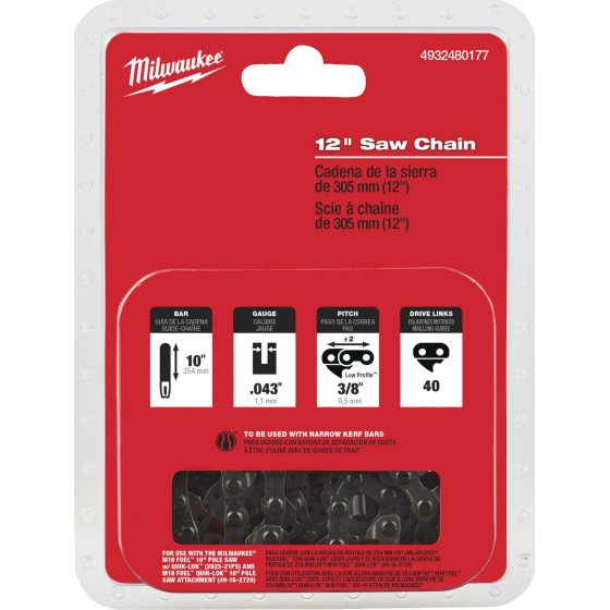 Milwaukee Chaîne pour élagueuse 30cm M18 FTHCHS30 & M18FTPS 30 (4932480177)