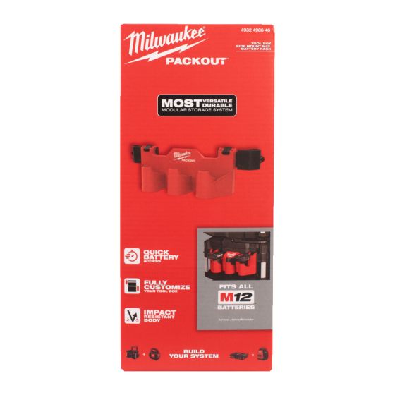 Milwaukee Support de batterie M12 latéral Packout (4932498646) Milwaukee Support de batterie M12 latéral Packout (4932498646)