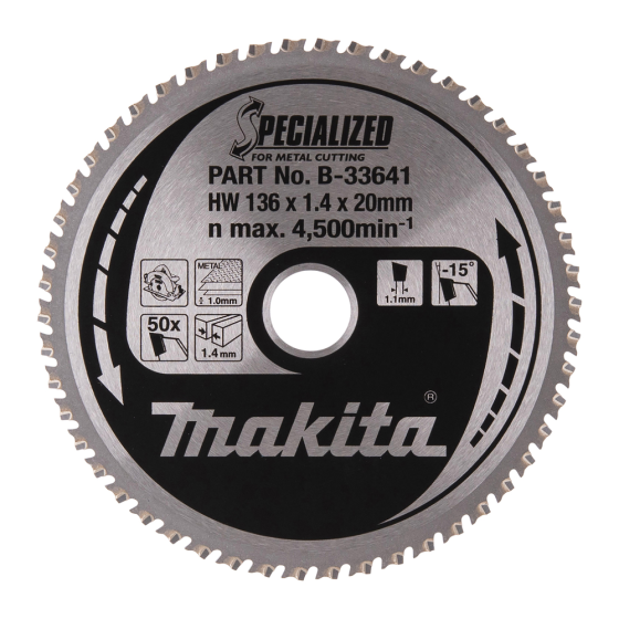 Makita B-33641 Lame de scie circulaire "Specialized" ø136mm 50Dts