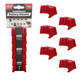 StealthMounts Supports de batteries Milwaukee 12v 6-pack ROUGE BM-MW12-RED-6