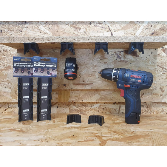 StealthMounts Supports de batterie Bosch 10.8V-12V 6-pack NOIR BM-BO108-BLK-6