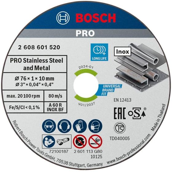 Bosch Lot de x5 disques à tronçonner le métal ø76x1mm (2608601520)