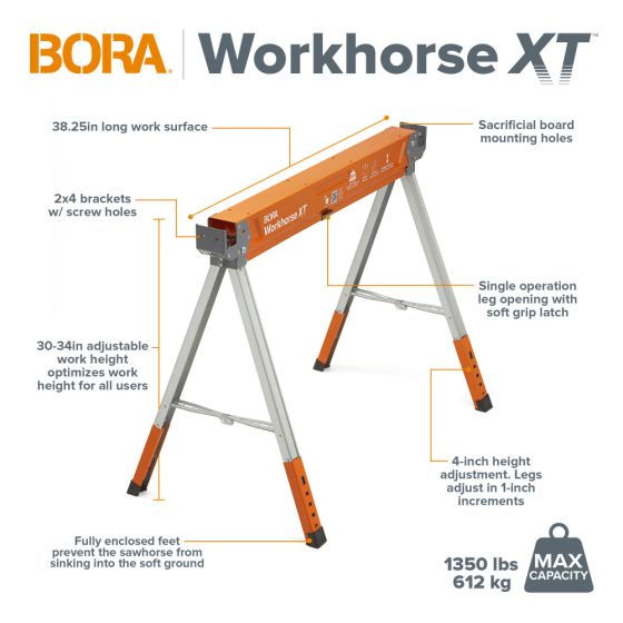 Bora Paire de tréteaux Workhorse XT (PM-3360T) Bora Paire de tréteaux Workhorse XT (PM-3360T)