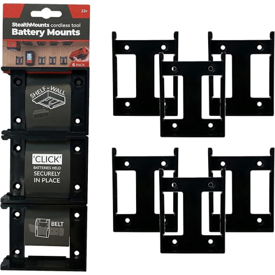 StealthMounts Supports de batteries Hilti 22V 6-pack Noir BM-HT22-BLK-6