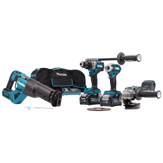 Makita DK0126G401 Ensemble de 4 machines 40 V max Li-Ion 2x4.0Ah XGT (DF001G + GA005G + TD001G + JR001G)