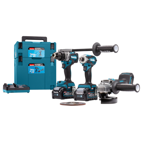 Makita DK0125G301 Ensemble de 3 machines 40 V max Li-Ion 2x4.0Ah XGT DF001G + GA005G + TD001G)