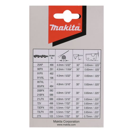 Makita Chaîne pour tronçonneuse 40cm 3/8" 1.3mm 56 Dents (958492656 - 191H12-3 - 713074-9)