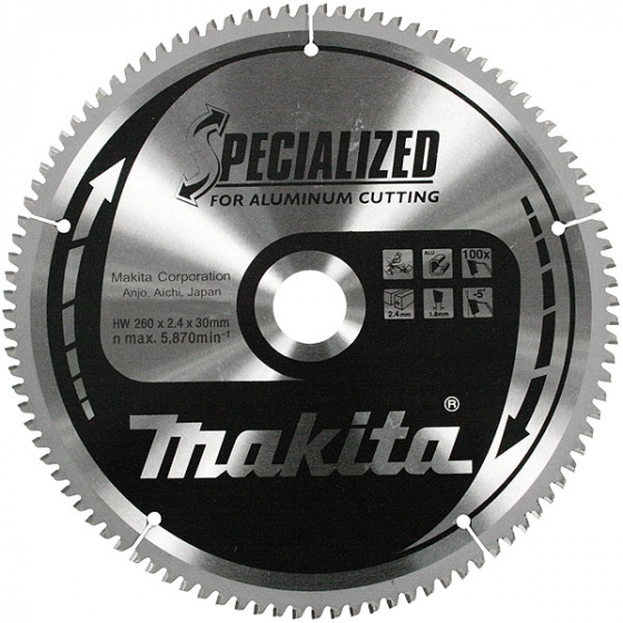 Makita B-09656 Lames ø260x30x80Dts Carbure "Specialized" Aluminium