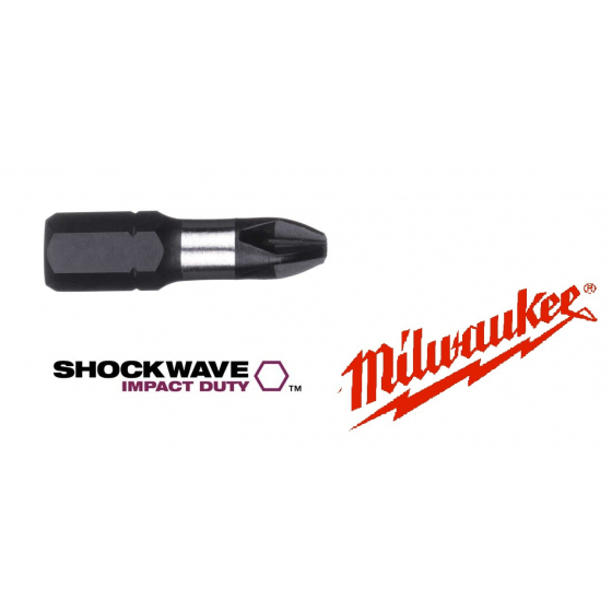 Embouts PH2 - 25mm MILWAUKEE SHOCKWAVE 