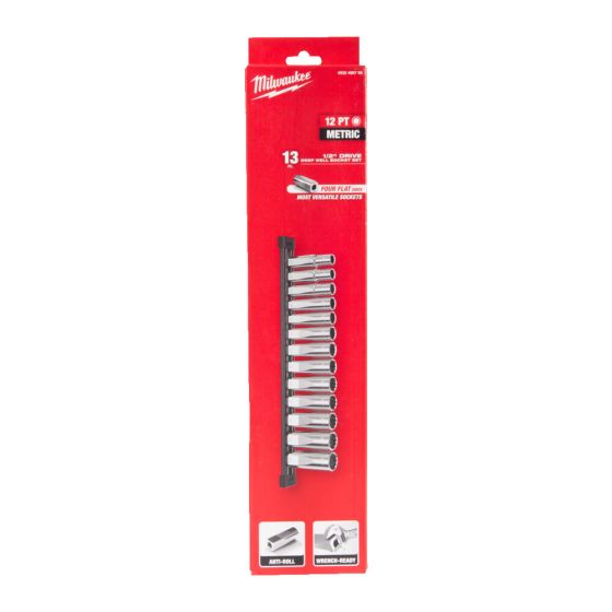 Milwaukee Set de 13 douilles Hexagonal 12 Pans métrique pour cliquet 1/2" (4932498798) Milwaukee Set de 13 douilles Hexagonal 12 Pans métrique pour cliquet 1/2" (4932498798)