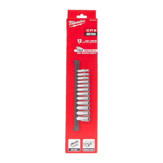 Milwaukee Set de 12 douilles Hexagonal 12 Pans métrique pour cliquet 3/8" (4932498796) Milwaukee Set de 12 douilles Hexagonal 12 Pans métrique pour cliquet 3/8" (4932498796)