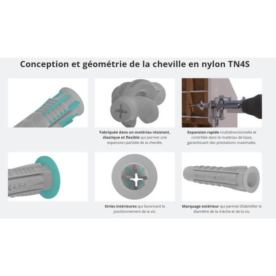 Index TN4S Lot de 500 chevilles nylon ø8 8x40mm (TN4S08EP)