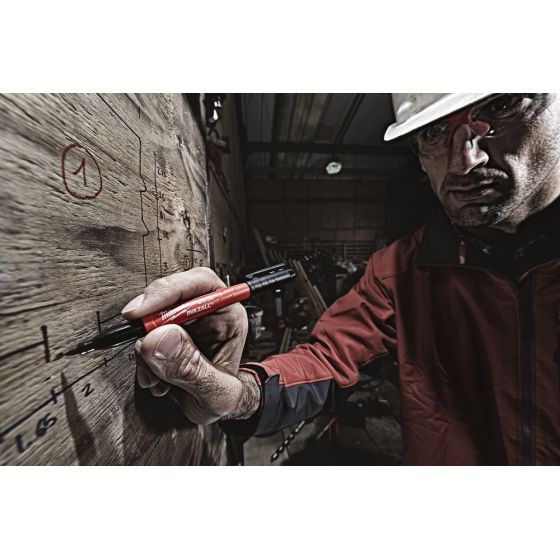 Milwaukee x4 Marqueurs INKZALL Noir, Bleu, Vert et Rouge pointe Fine (48223106)