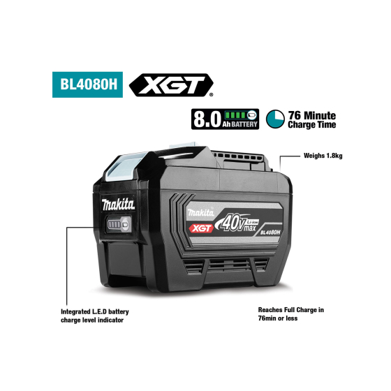 Makita BL4080H Batterie 40V max XGT 8.0Ah Tabless avec indicateur de charge (1913S3-7)