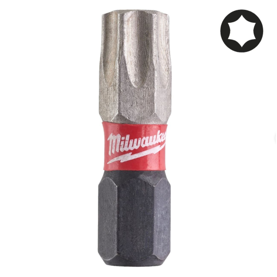 Milwaukee x2 Embouts Torx 40 25mm de Vissage Shockwave (4932430888)