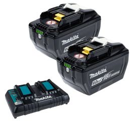 Makita BL1890B Lot de x2 Batteries Li-ion 18V 9.0Ah & chargeur double DC18RD (1915H4-0)