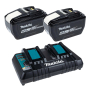 Makita BL18120B Lot de 2 Batteries Li-ion 18V 12.0Ah & Chargeur double DC18RD (1915J2-8)
