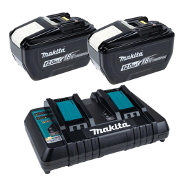 Makita BL18120B Lot de 2 Batteries Li-ion 18V 12.0Ah & Chargeur double DC18RD (1915J2-8)