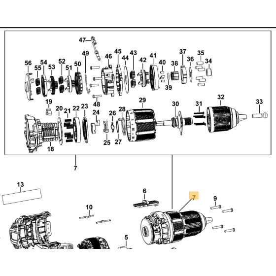 Dewalt Transmission pour perceuse DCD709 (N702455)