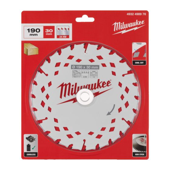 Milwaukee Lame de scie circulaire Bois Ø190x30x24Dts ATB (4932498976)