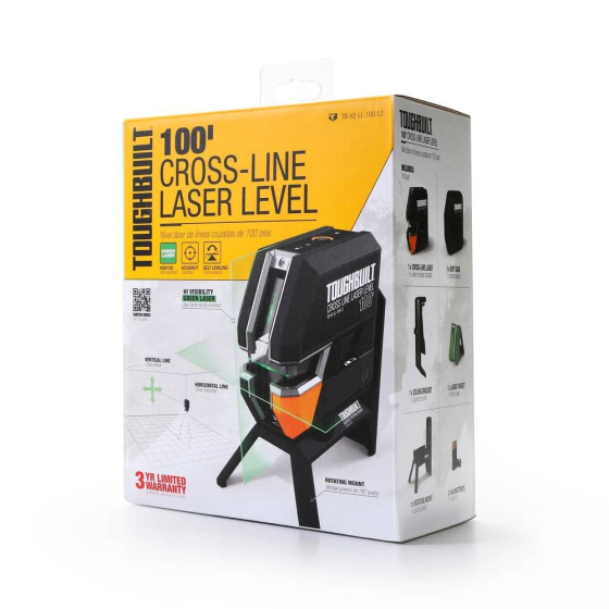 Toughbuilt Niveau laser en croix auto-nivelant à faisceau vert TB-H2-LL-M30-L2 Toughbuilt Niveau laser en croix auto-nivelant à faisceau vert TB-H2-LL-M30-L2