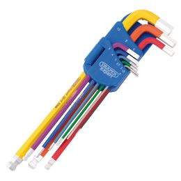 Draper Jeu de 9 clés hexagonales extra longues colorées métriques TX-STAR (D66134)