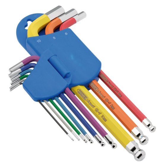 Draper Jeu de 9 clés hexagonales colorées métriques TX-STAR (D66132)