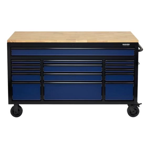 Bunker Servante d'atelier 155cm à 15 tiroirs Bleu (D10747)