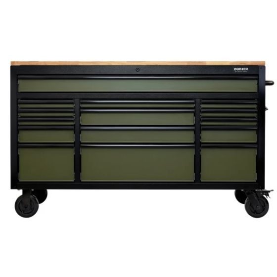 Bunker Servante d'atelier 155cm à 15 tiroirs Vert (D10368)