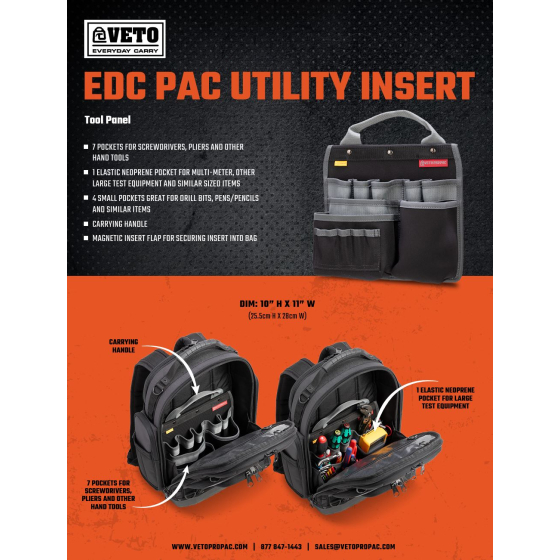 Veto Pro Pac Panneau de rangement outils pour sac V-SWAP EDC PAC (AX3678)